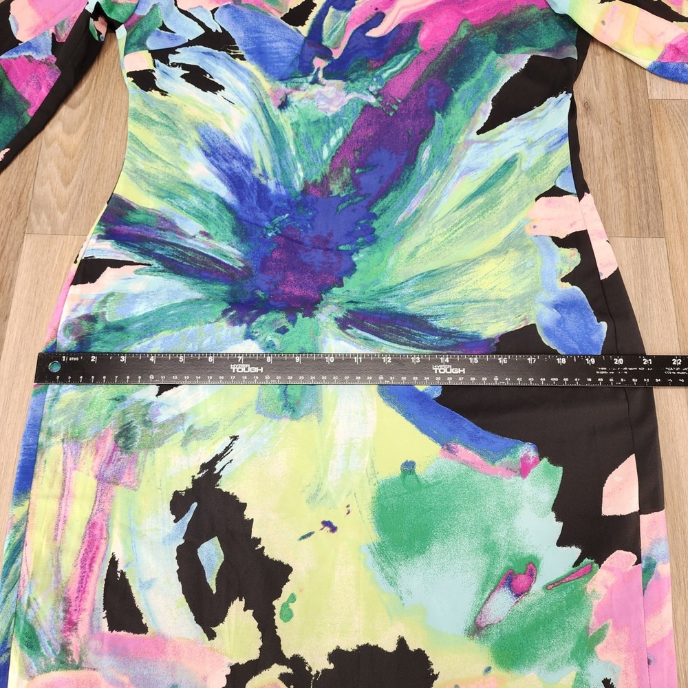 Donna Ricco Size 10 Floral Print Dress Long Sleeve Colorful Party Cocktail - Picture 14 of 16
